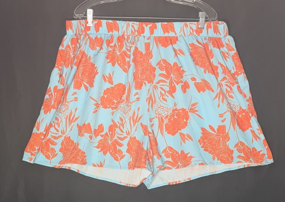 SHEIN CURVE Womens tropical shorts orange blue beachy vacation athletica 4XL
